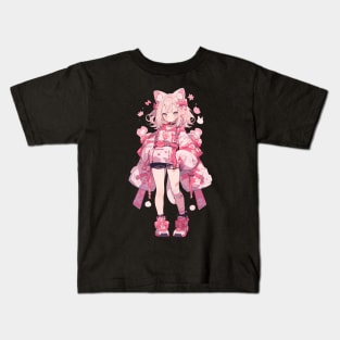 Anime Cat Girl Kids T-Shirt